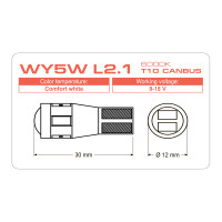 LED лампа AMS LONGLIFE WY5W L2.1 T10 CANBUS 6000K (180°)